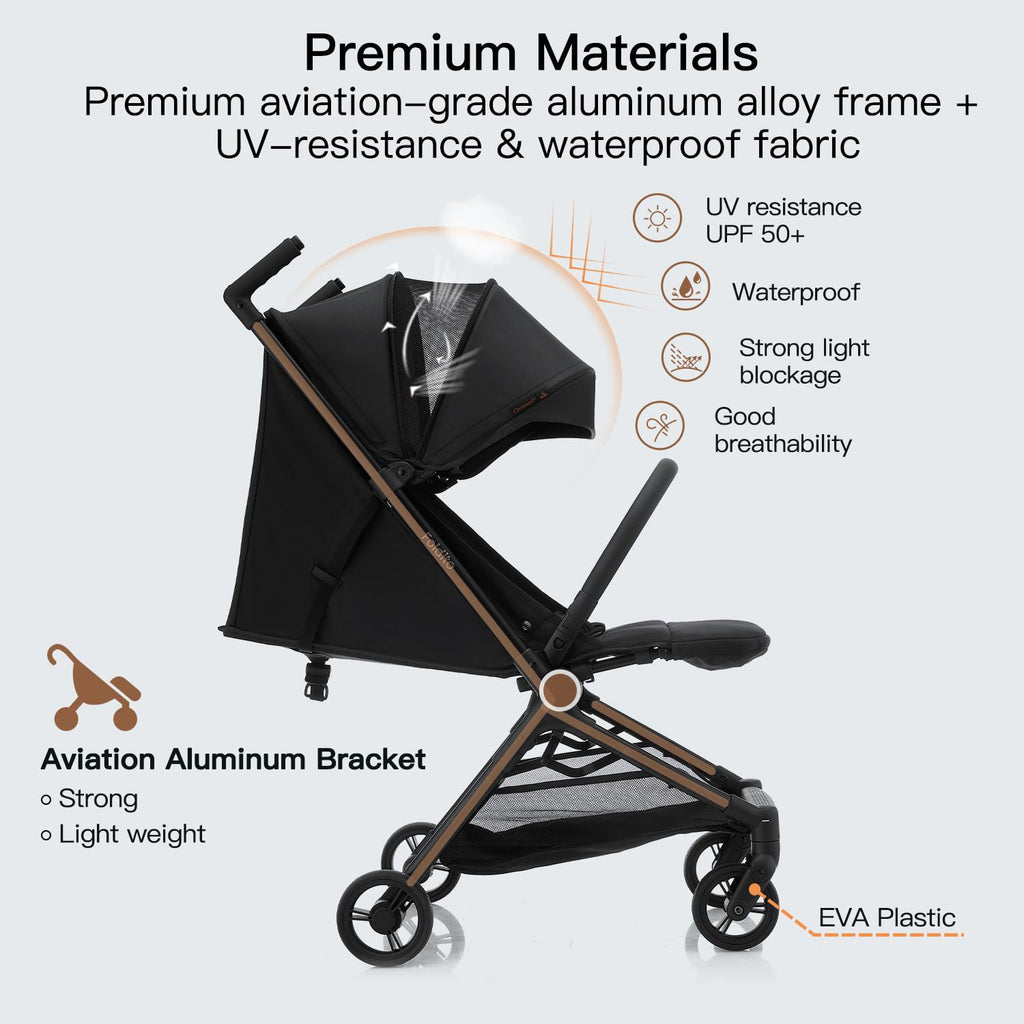 Ultra Compact Lightweight 9.9 lbs Black Travel Stroller S918825