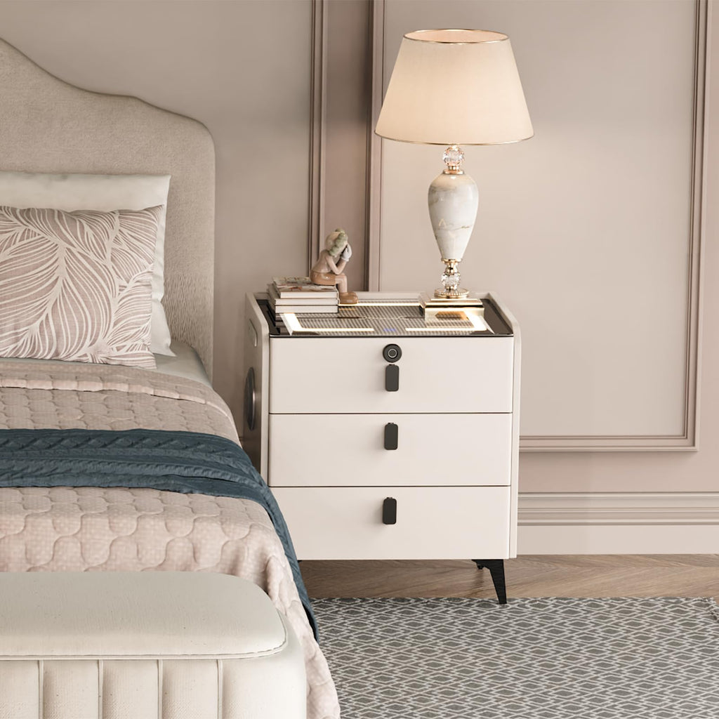 Wireless Charging Nightstand with Fingerprint Lock O335