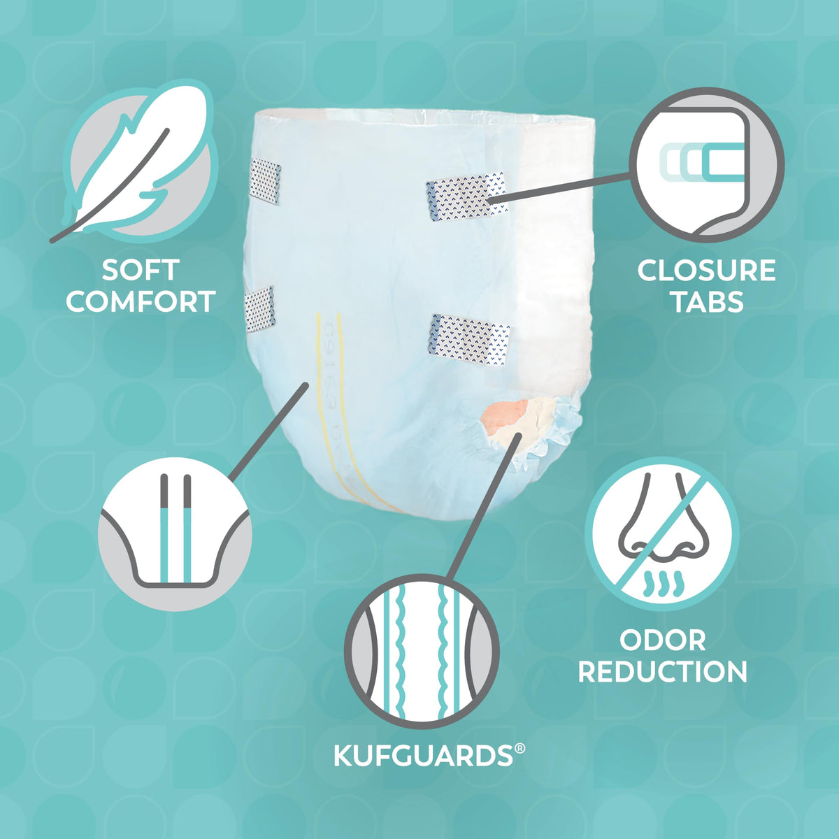 Heavy Adult Diapers with Tabs, Large, 12 Ct B674097