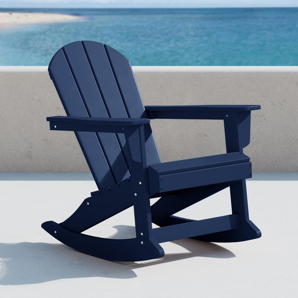 Navy Blue HDPE Outdoor Rocking Chair W7321