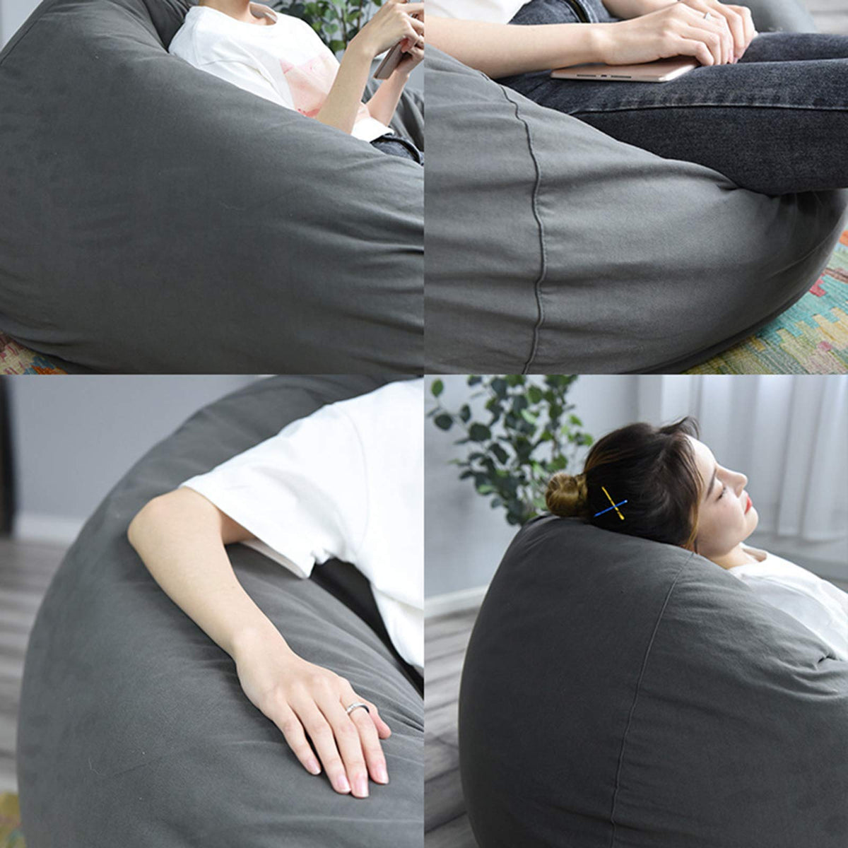 Yellow Large Bean Bag Chair Cover D603855