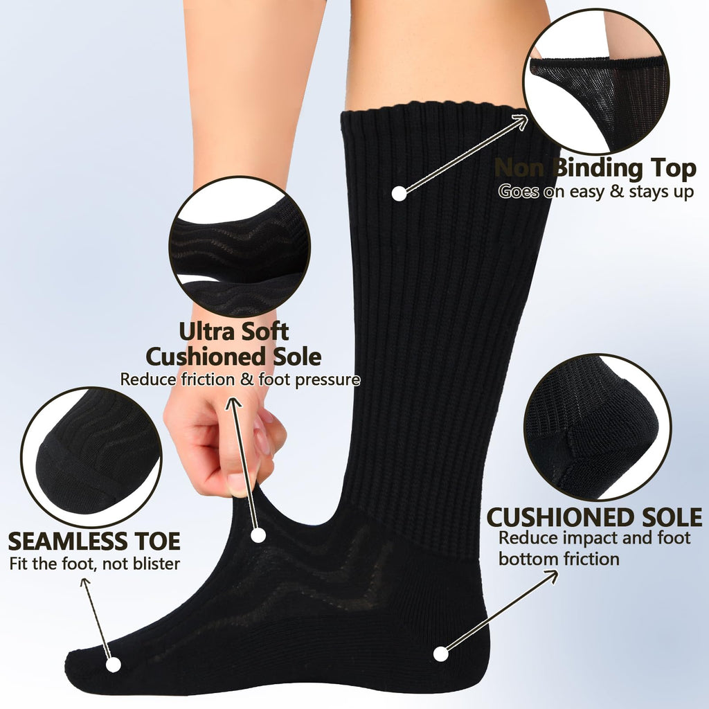 Bamboo Viscose Non-Binding Moisture Wicking Crew Socks With Seamless Toe G1290