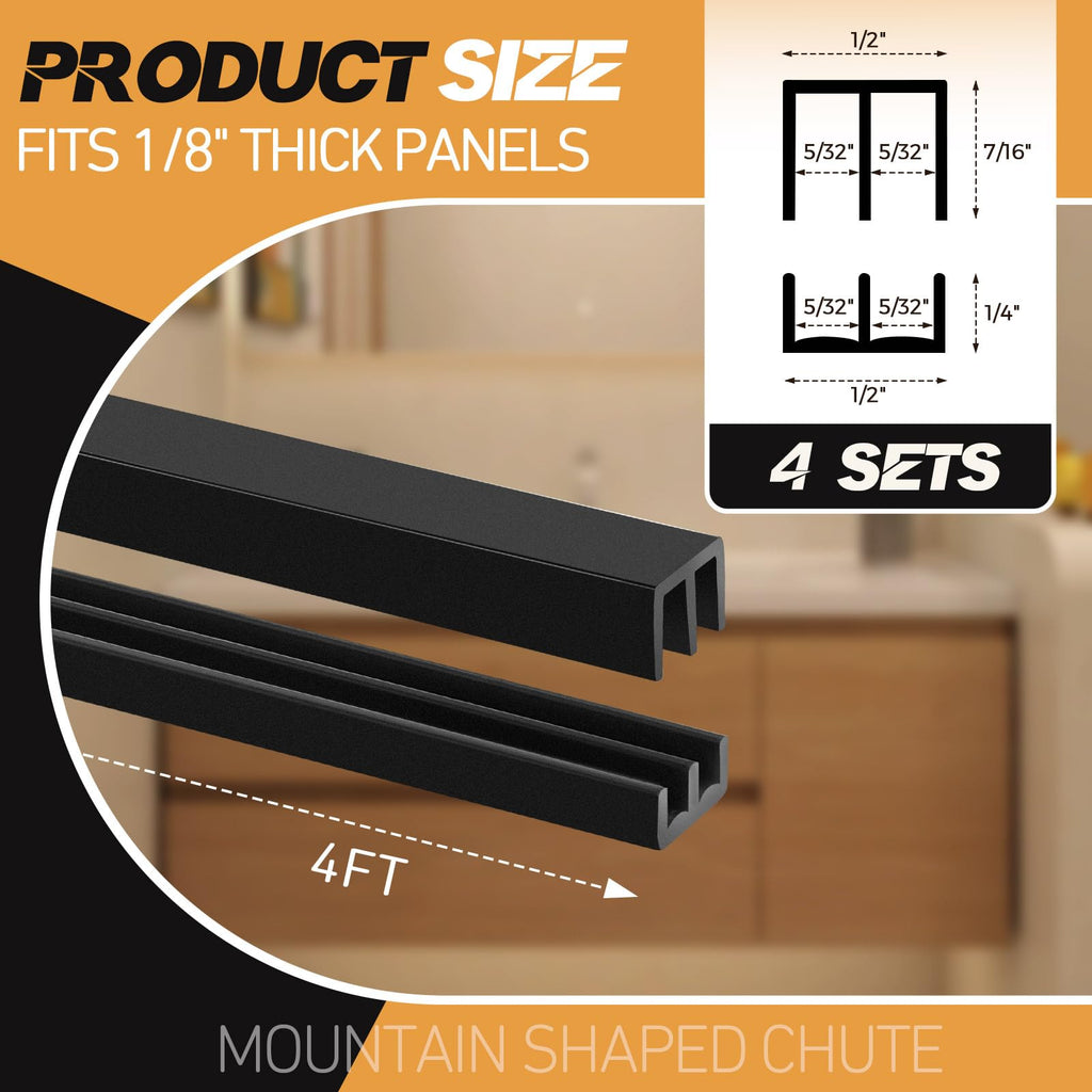 4 Sets 4ft 1/8" Sliding Door Track W538012