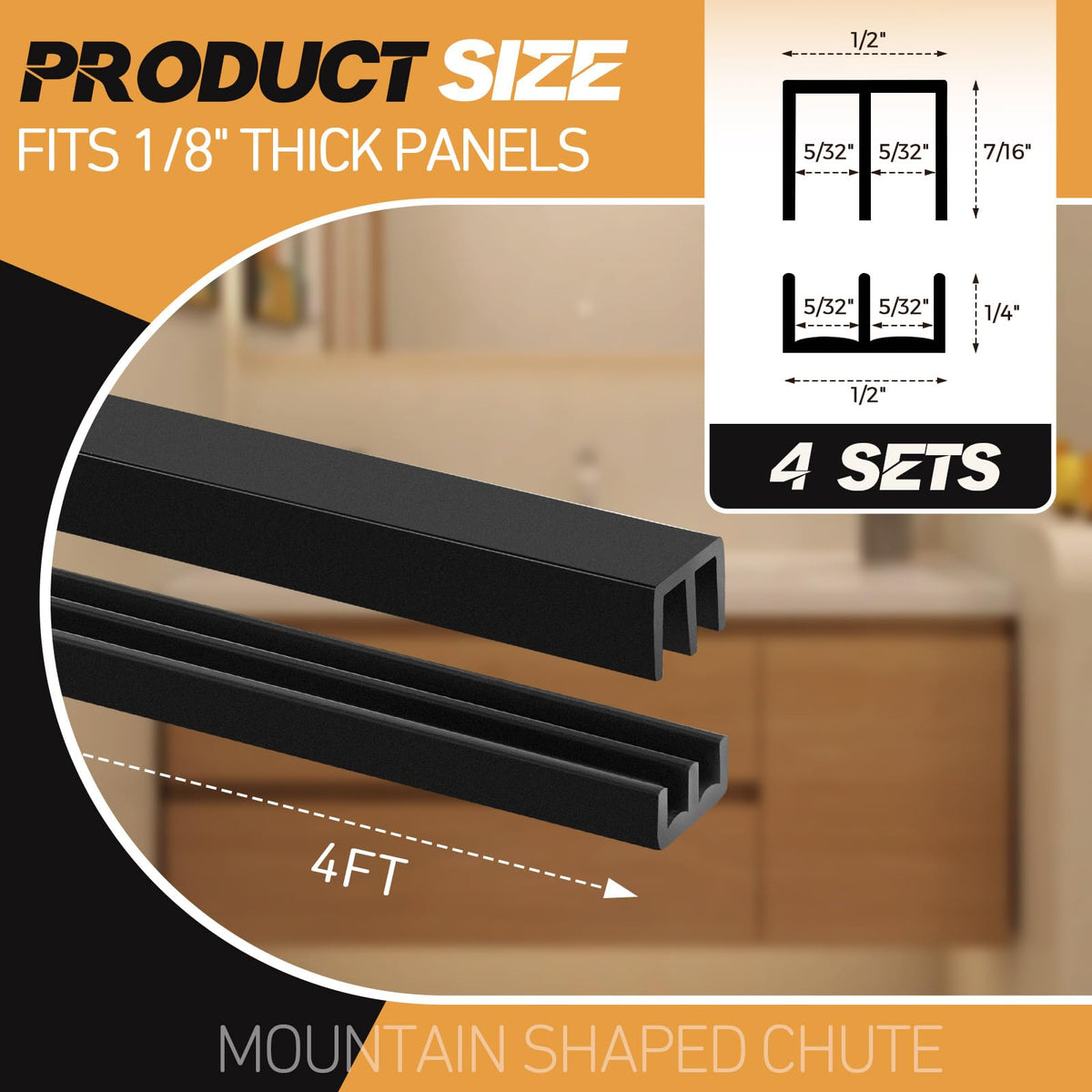 4 Sets 4ft 1/8" Sliding Door Track W538012