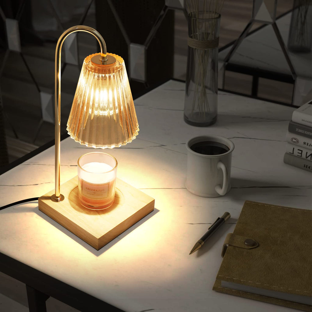 Dimmable Candle Warmer Lamp with Timer Wood Base P880953