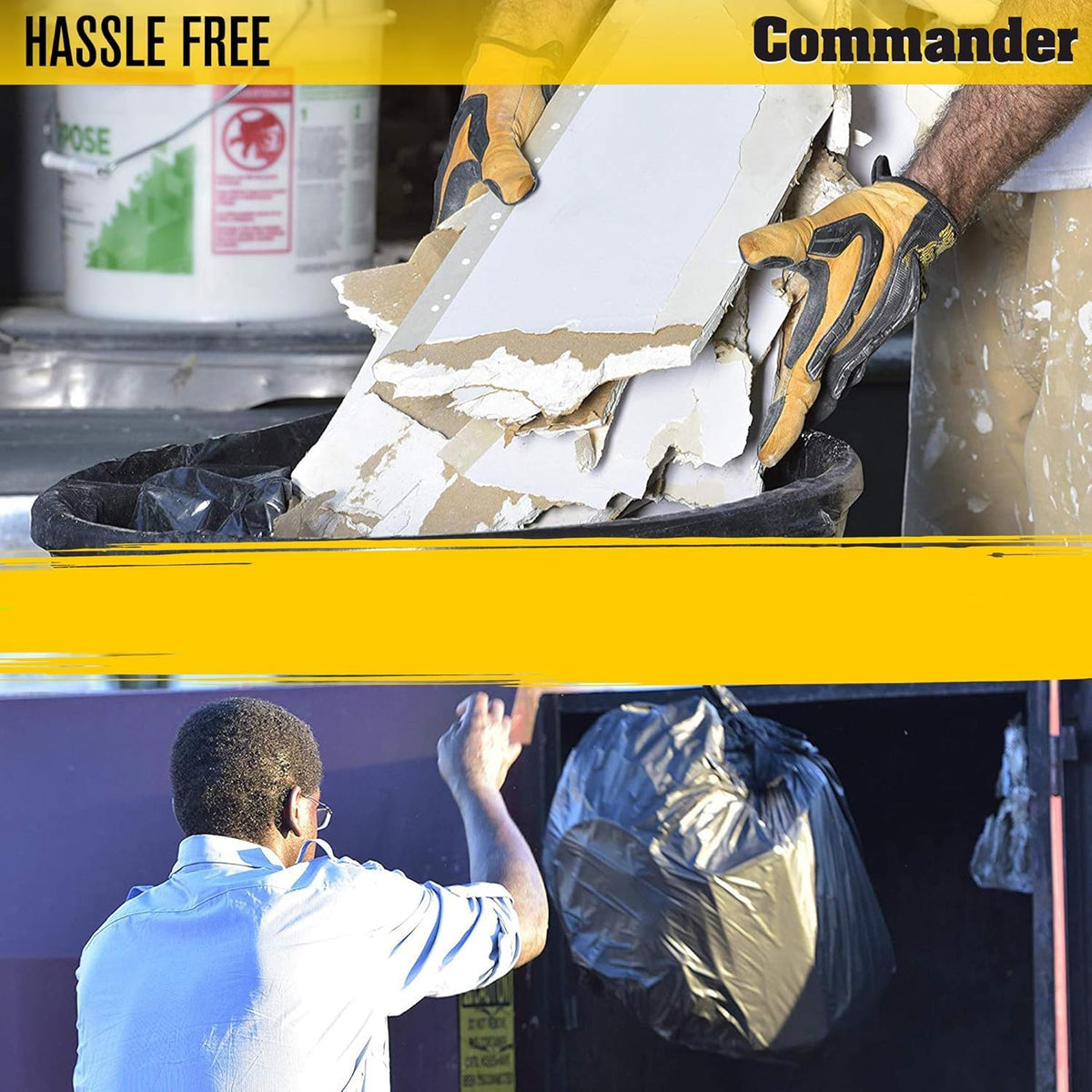 55 Gallon Heavy Duty Contractor Bags with Flap Ties, Pack of 10 Q607