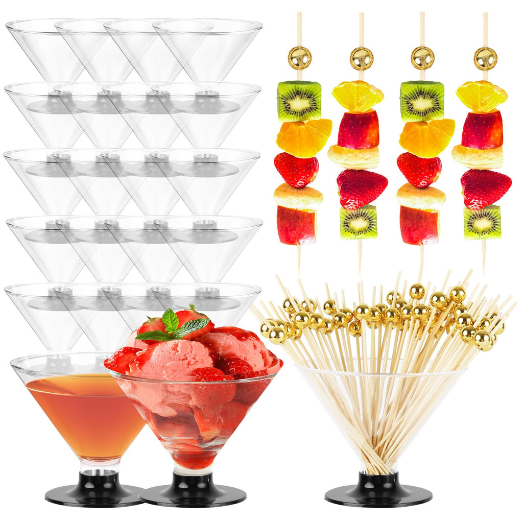 25 PCS 5oz Clear Plastic Martini Glasses I3245