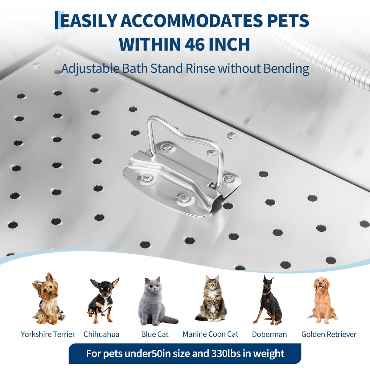 46 Inch Stainless Steel Dog Washing Station with Access Stairs C30216