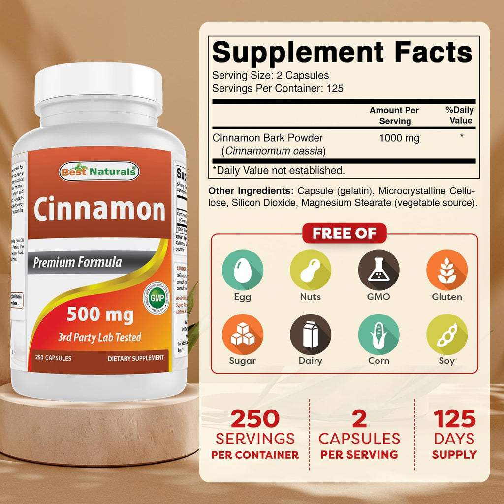 Cinnamon 500 mg 250 Capsules Pack of 2 D7559