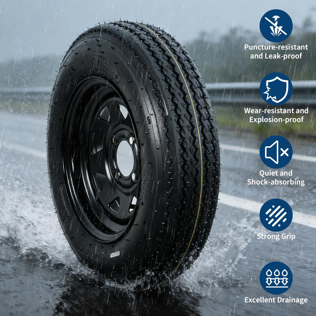 2-Pack 5.30-12 Trailer Tires with Rim, 6-Ply, 1050 LBS Load A50295