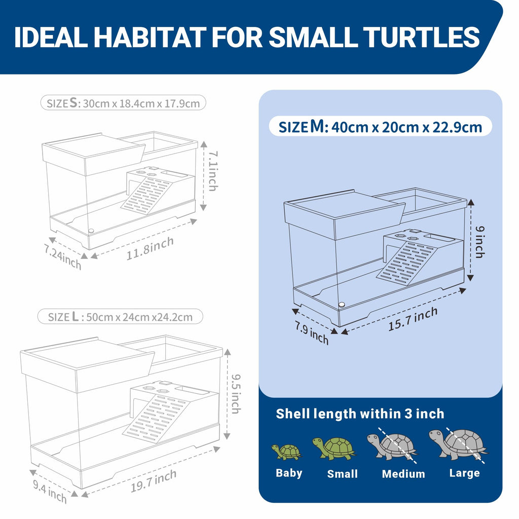 Turtle Tank Kit with Lamp Filter Lid Black S47309