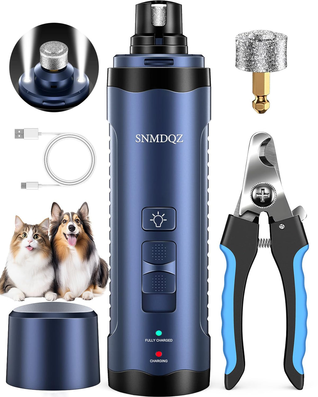 Dog Nail Grinder and Clippers Kit with 2 LED Lights S488