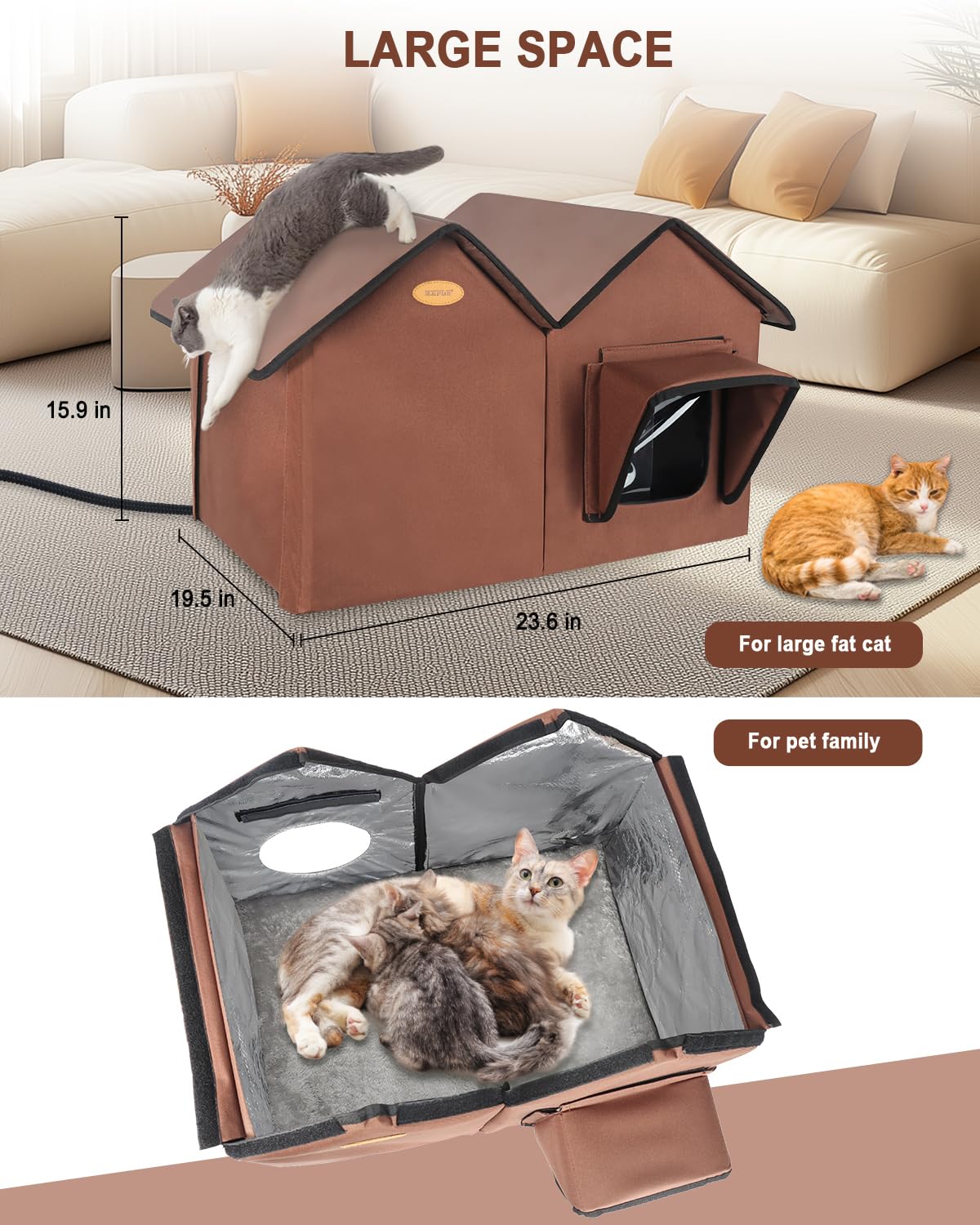 Large Insulated Heated Outdoor Cat House O358