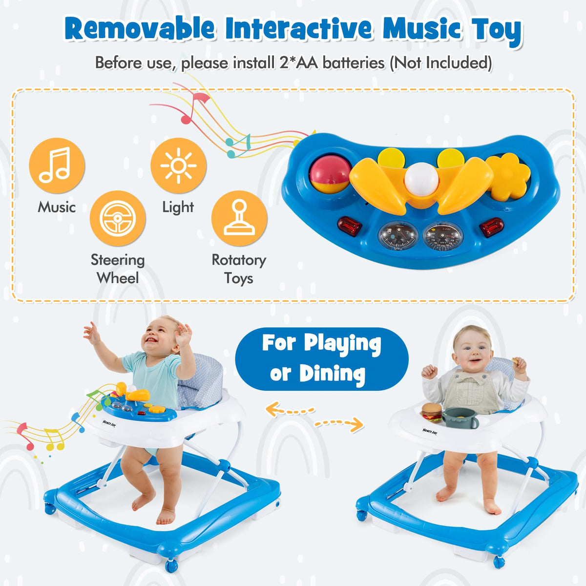 Blue 5 in 1 Foldable Baby Walker with Wheels F244