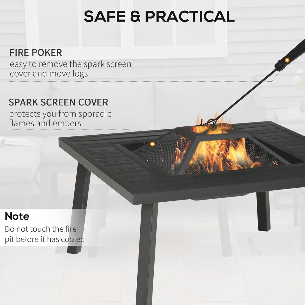 34" Black Metal Fire Pit with Grill P604