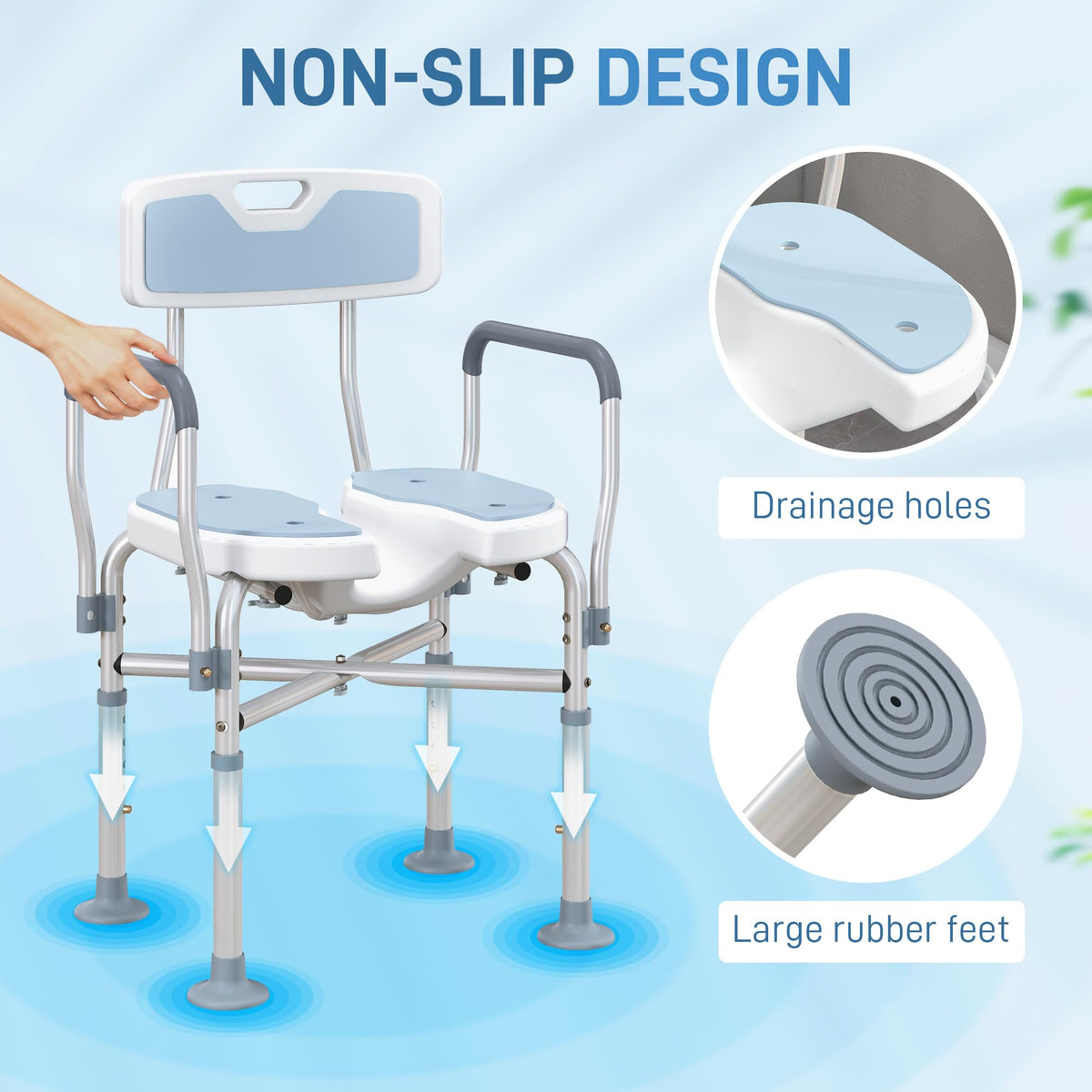 Padded Shower Chair with Arms and Back I277