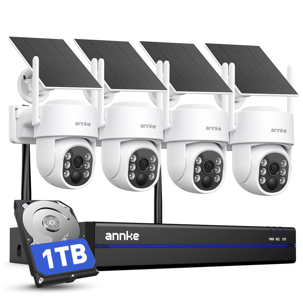 Solar Camera System Wireless Outdoor PT 4K NVR 4X 4MP Cam 1TB HDD J326