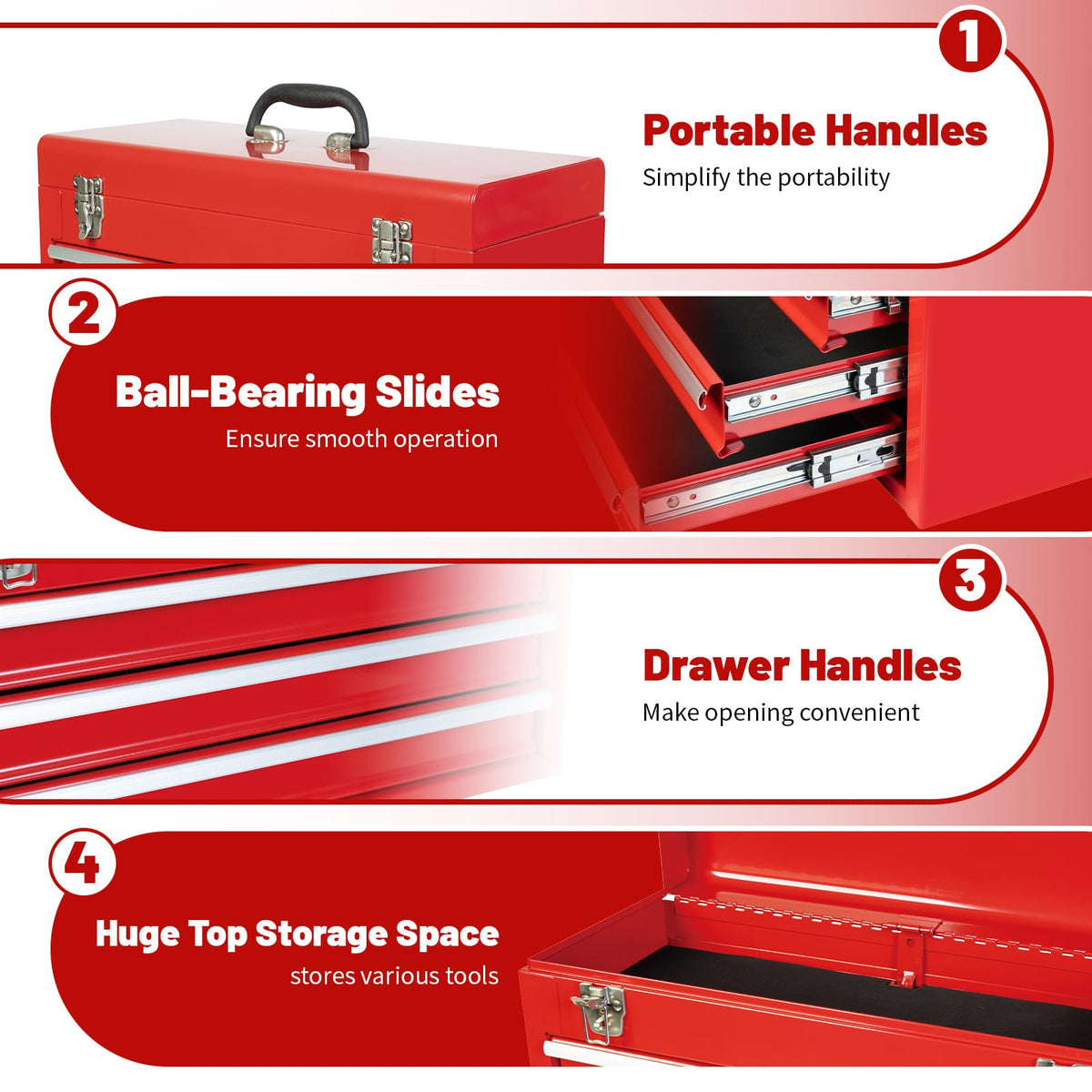 20.5-Inch Metal Tool Box with 3 Drawers Y22657