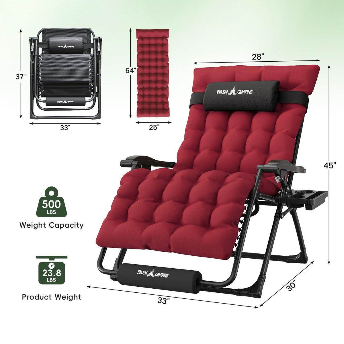Oversized Folding Reclining Patio Lounge Chair X81251