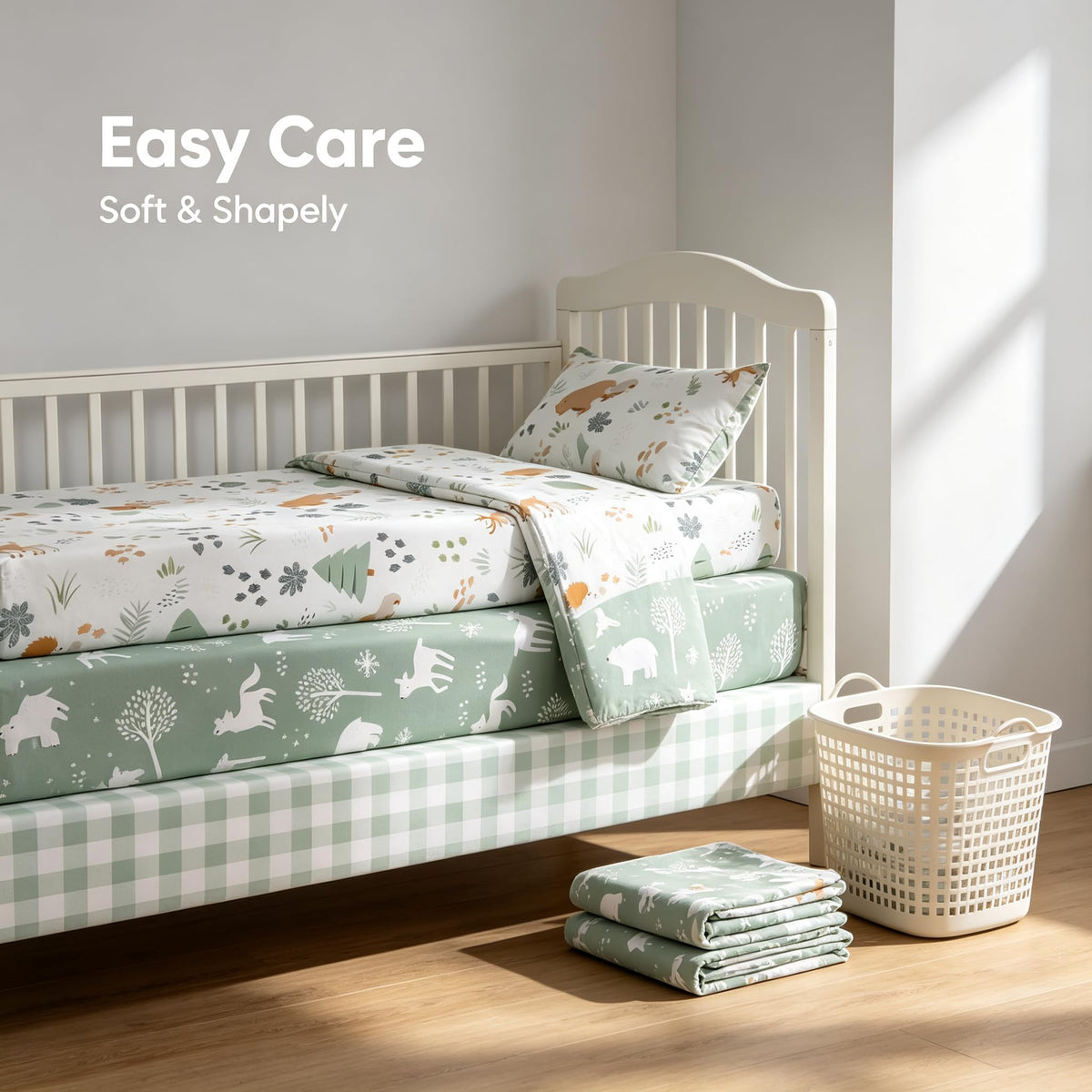3 Pack Fitted Neutral Baby Crib Sheets Z238547