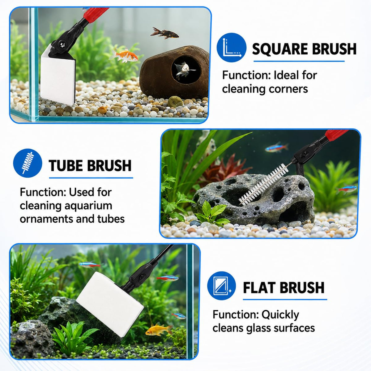 7 in 1 Aquarium Cleaning Kit with Adjustable Long Handle S16586