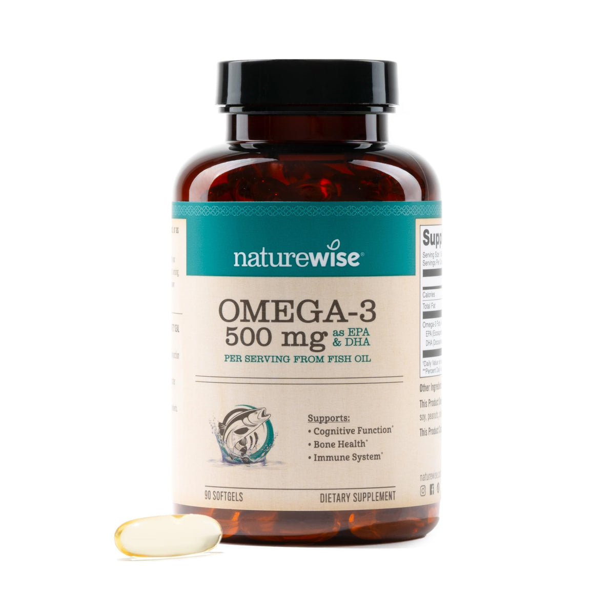 Omega 3 Fish Oil 500 mg EPA & DHA 90 Softgels I26140