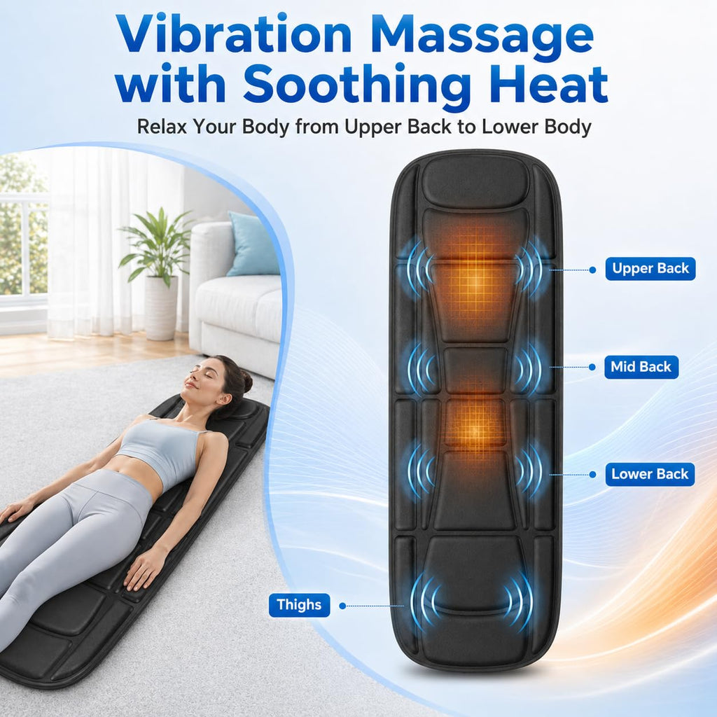 Heated Vibration Full Body Massage Mat with Lumbar Support Cushion O390799