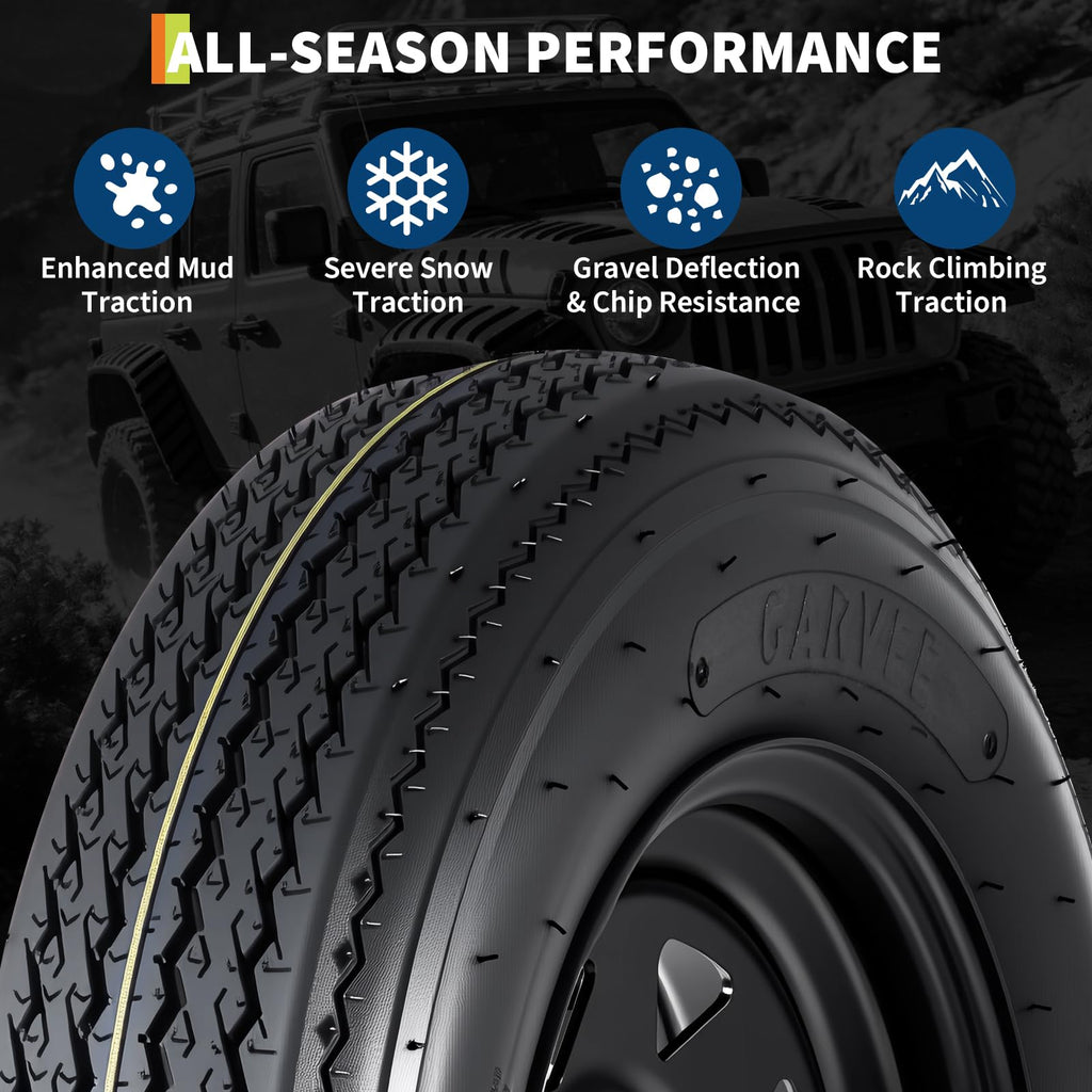 2-Pack 5.30-12 Trailer Tires with Rim, 6-Ply, 1050 LBS Load A50295