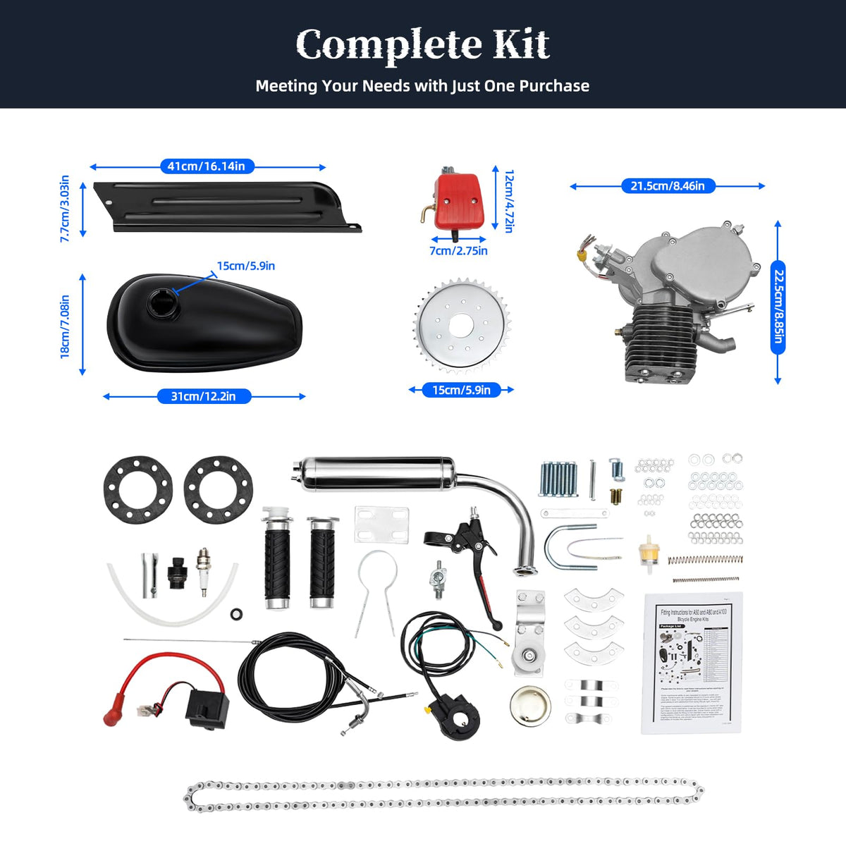 100CC 2-Stroke Gas Bike Conversion Kit with 36 Tooth Sprocket J484