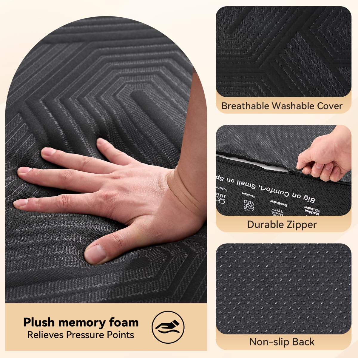 6 Inch Memory Foam Tri-Fold Twin Mattress with Washable Cover R68297