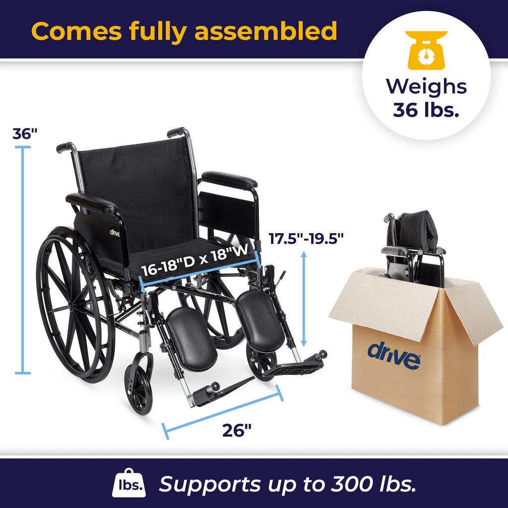 Lightweight Wheelchair Full Arms Black 18" K35488