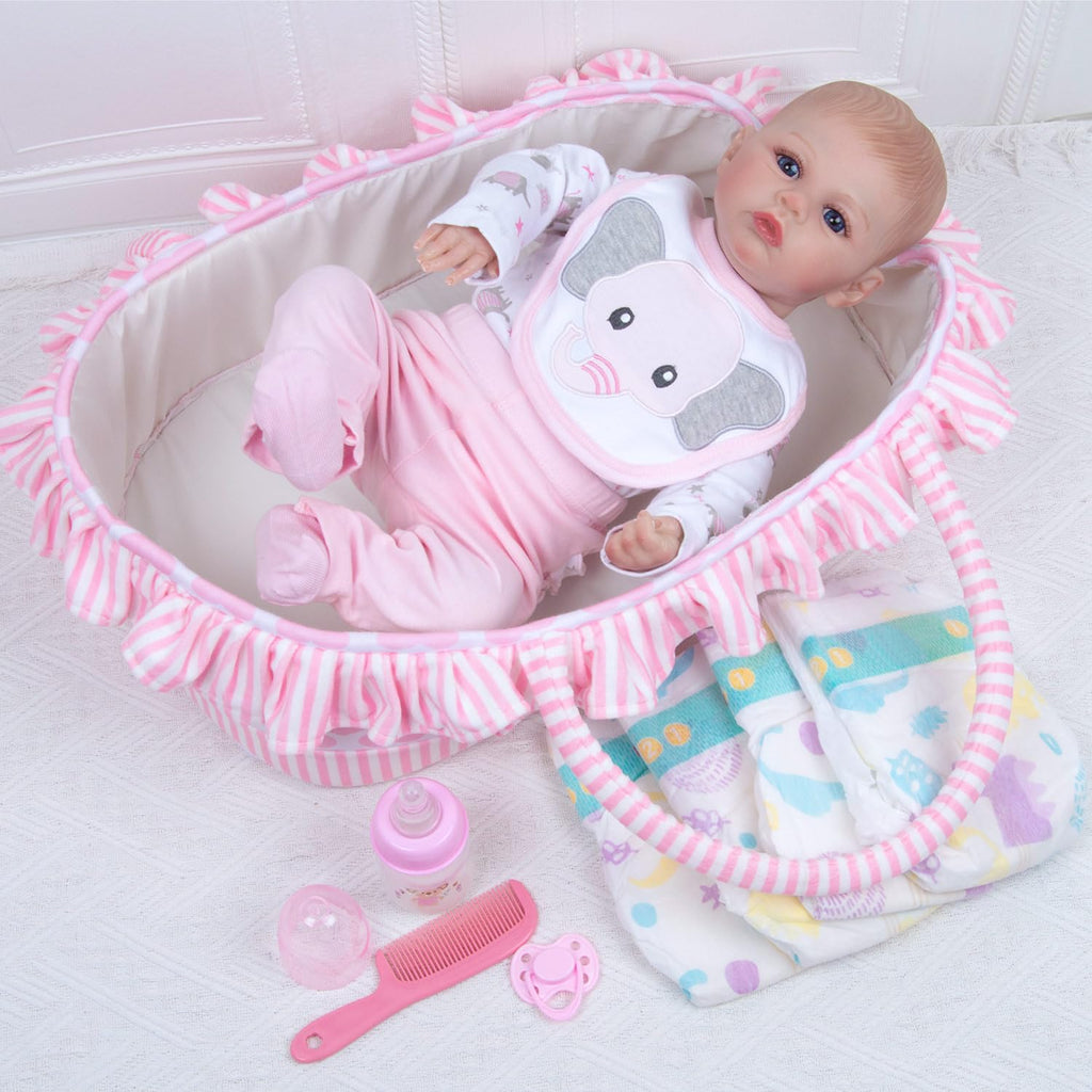 Reborn Baby Doll Clothes with Bassinet for 18-22 Inch Dolls N946102