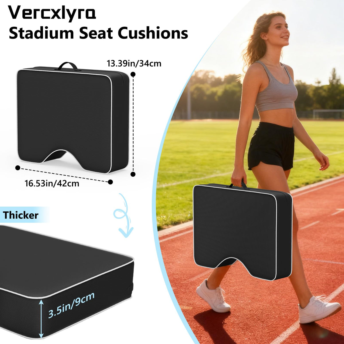 Waterproof Extra Thick 3.5" Portable Stadium Seat Cushions T21156