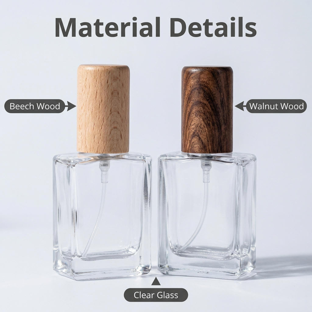 2 Pcs 15ml Clear Mini Glass Perfume Bottle with Wood Lid Q1843