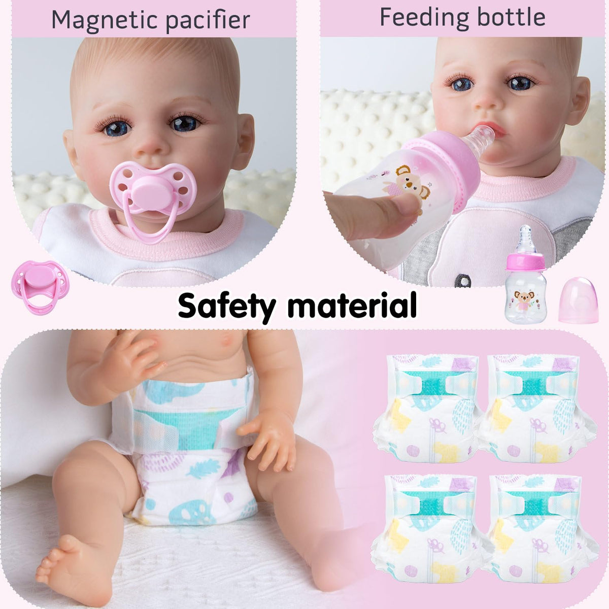 Reborn Baby Doll Clothes with Bassinet for 18-22 Inch Dolls N946102
