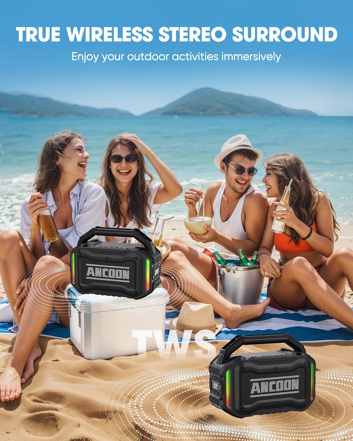 80W Bluetooth Wireless Speaker with Bass N23437