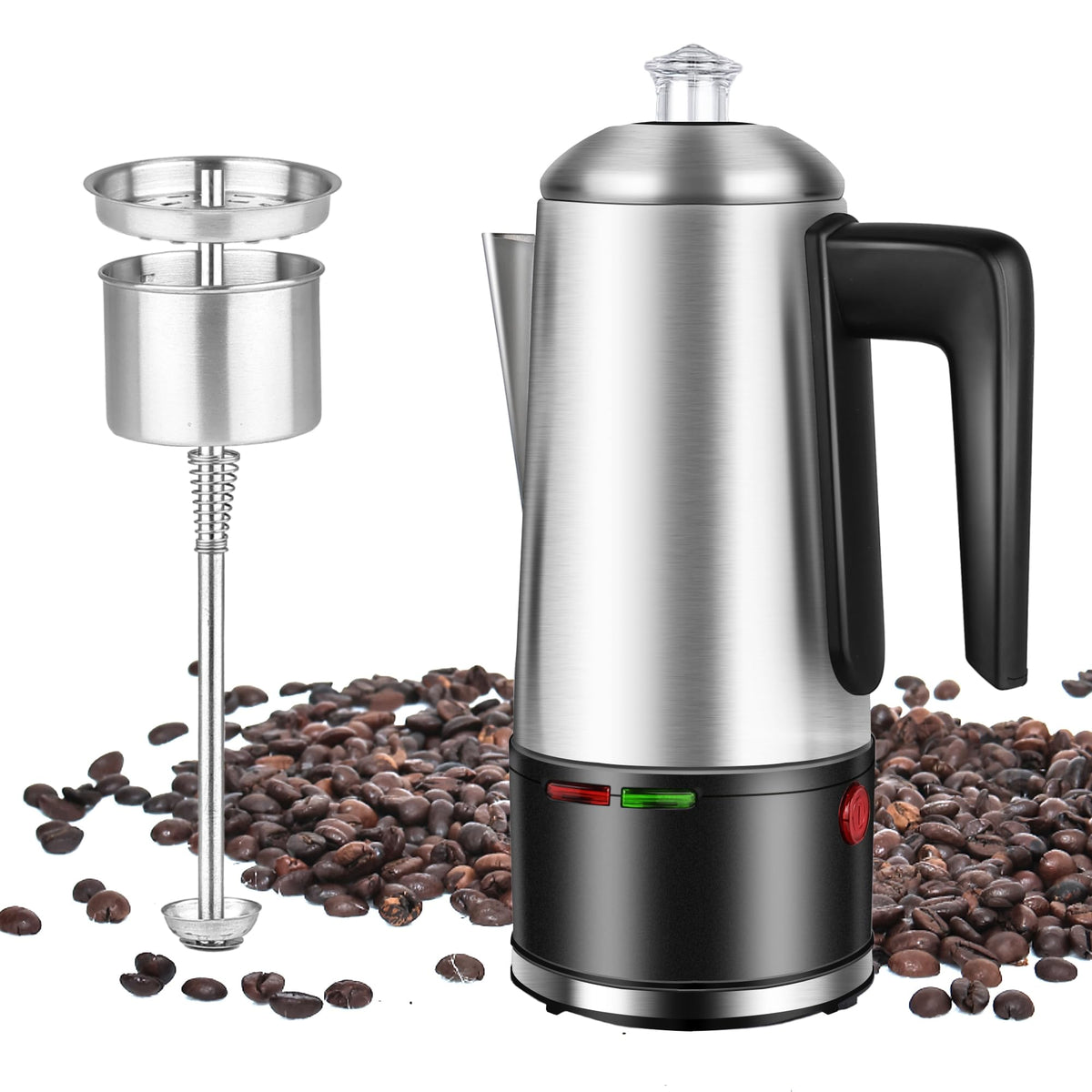 800W Stainless Steel Electric Coffee Percolator 12 Cups P17133