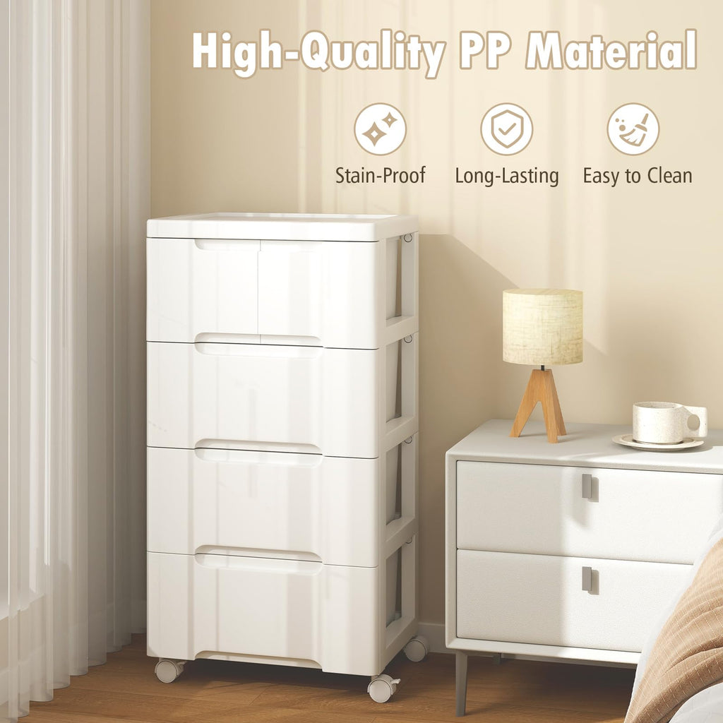 White 5 Drawer Rolling Plastic Storage Cart S663096