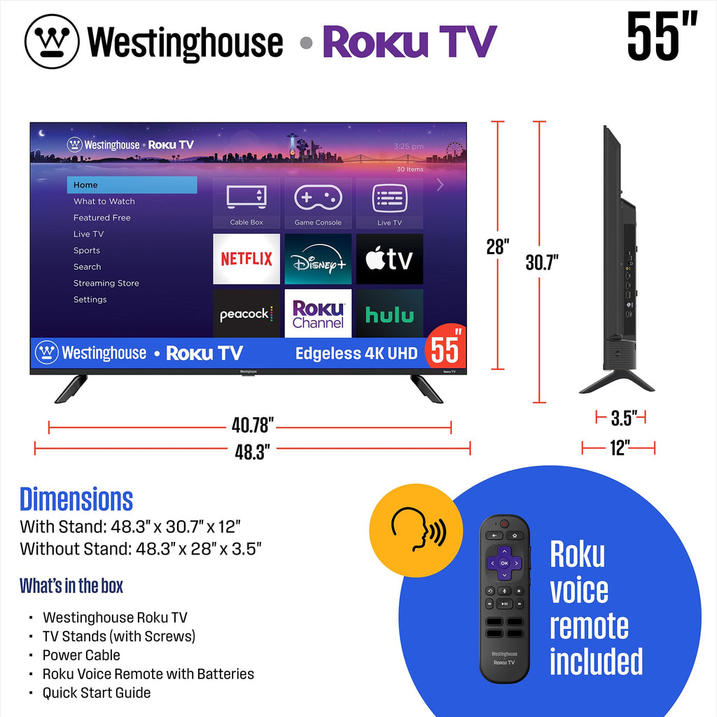 55 Inch 4K TV and 2.0 Channel Soundbar Y67330