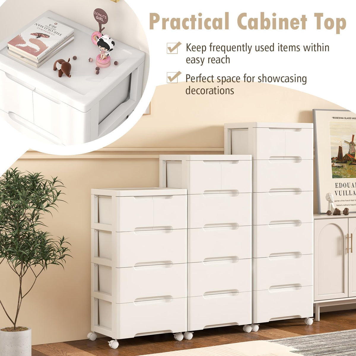 White 5 Drawer Rolling Plastic Storage Cart S663096