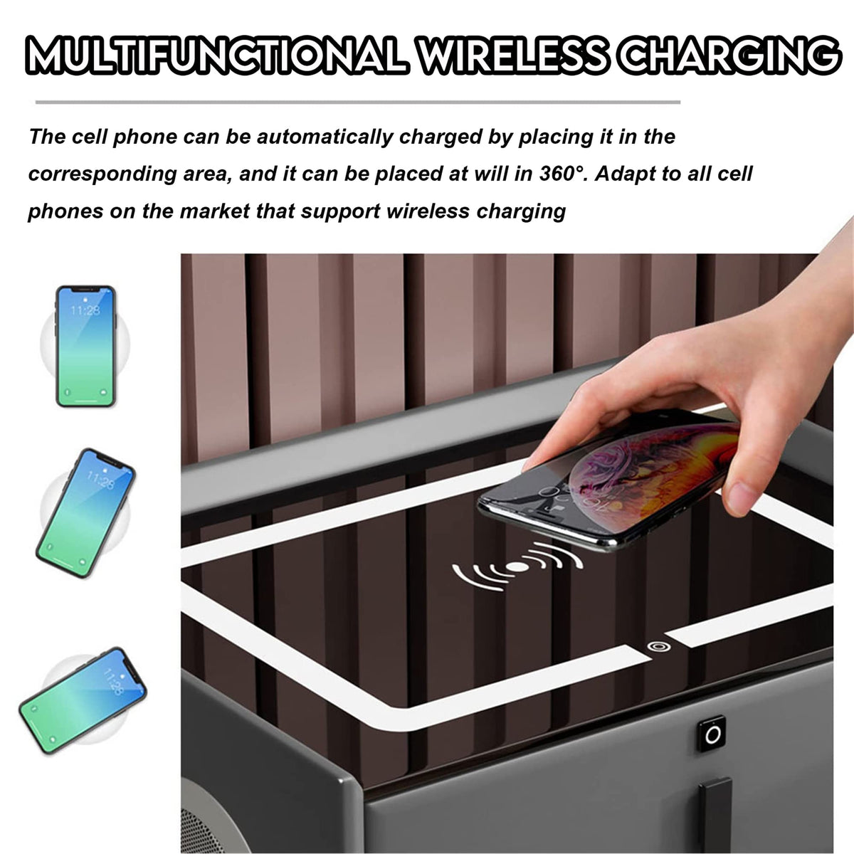 Orange 3 Drawer Nightstand with Wireless Charging Station and USB Charging F208