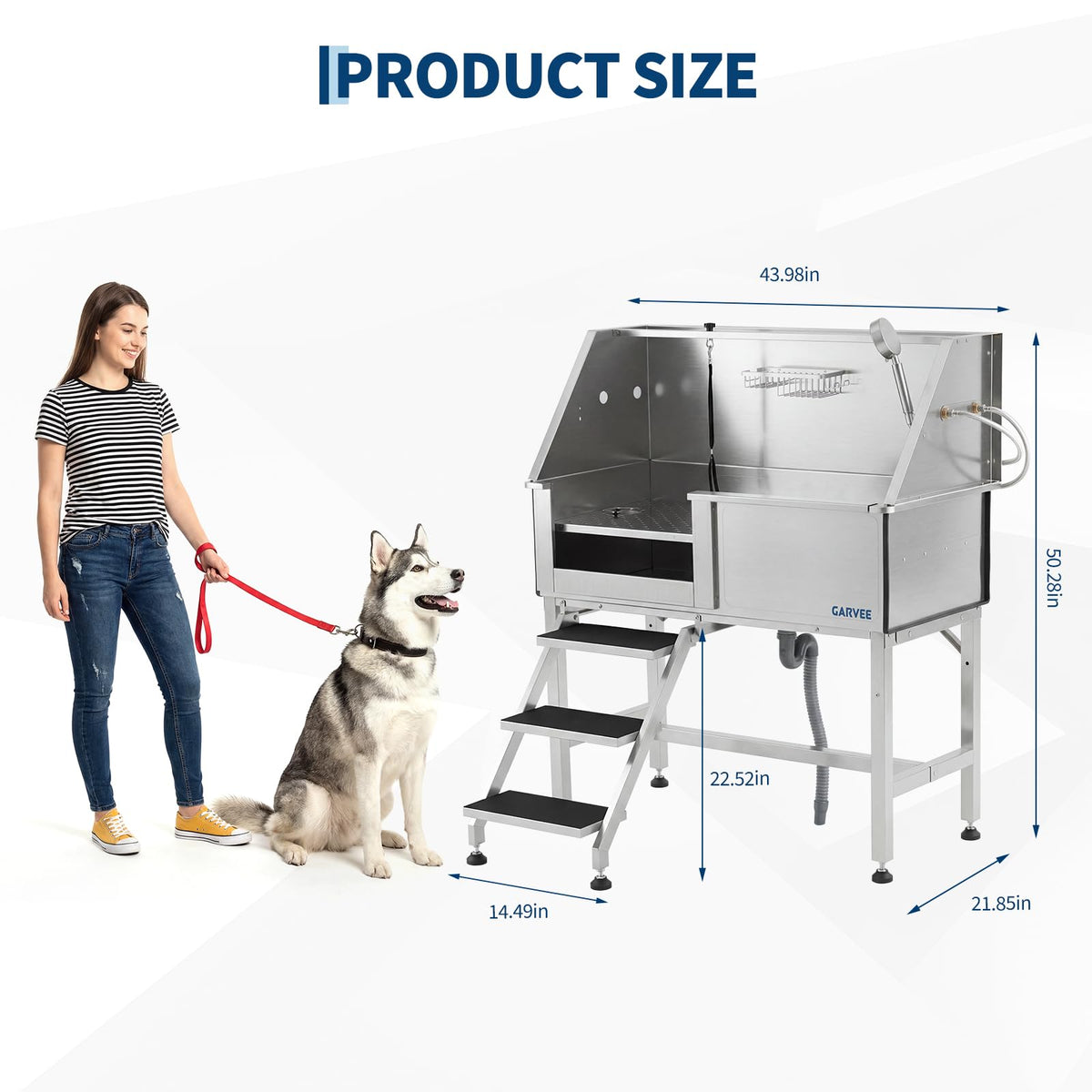 46 Inch Stainless Steel Dog Washing Station with Access Stairs C30216