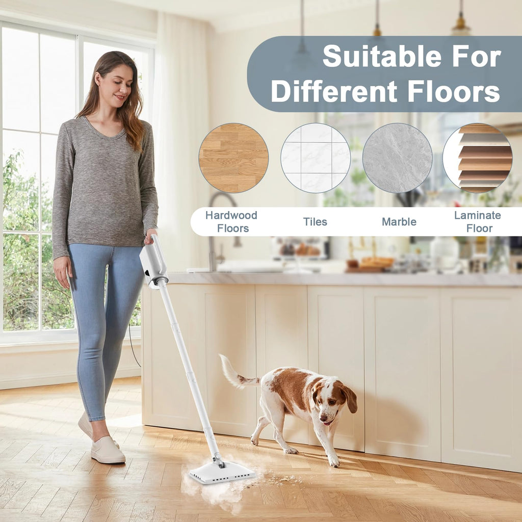 1200W Rotatable Steam Mop with 2 Modes, 400ML Tank, 23FT Cord P813