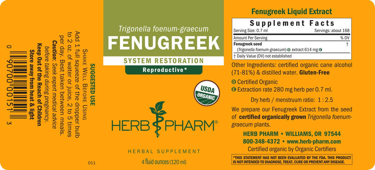 Organic Fenugreek Liquid Extract 4 Ounce Z560