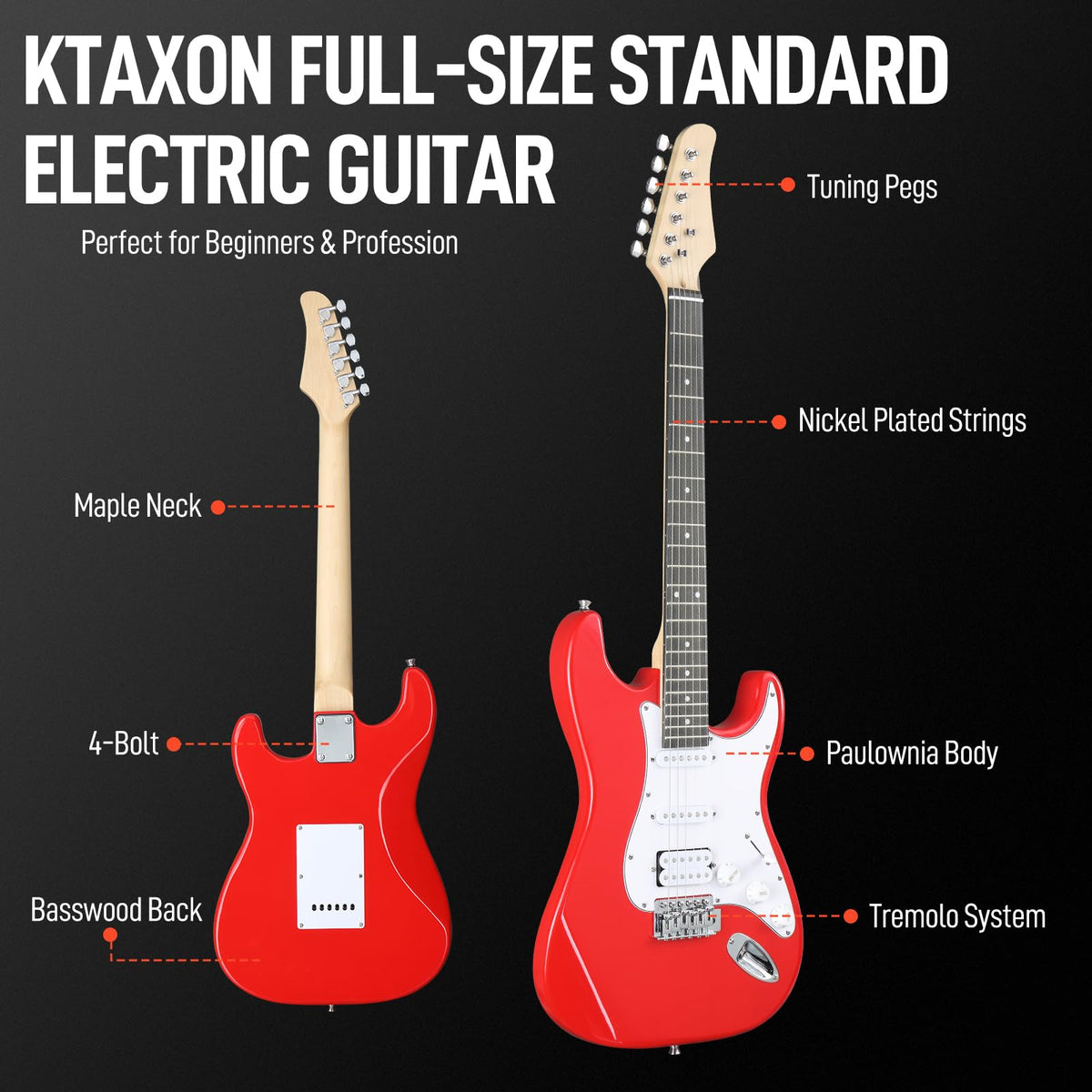 39 Inch Red Electric Guitar Kit with Amp F26868