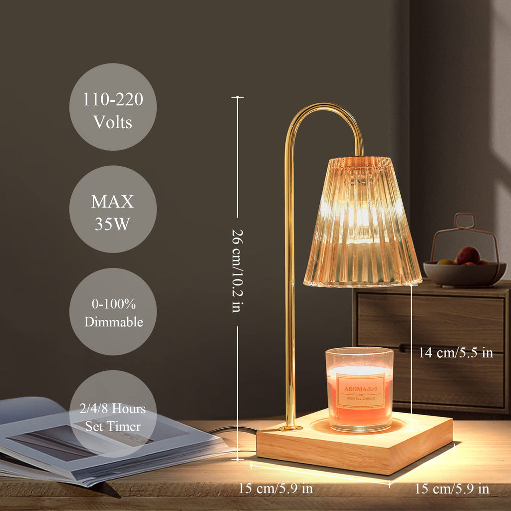 Dimmable Candle Warmer Lamp with Timer Wood Base P880953