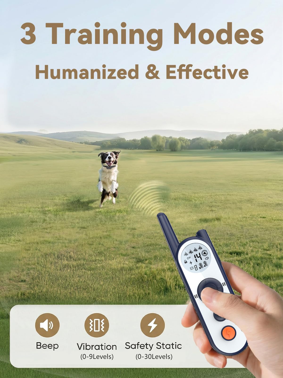 Wireless Dog Fence System, 3500ft Adjustable Waterproof Rechargeable Training Collar F4766