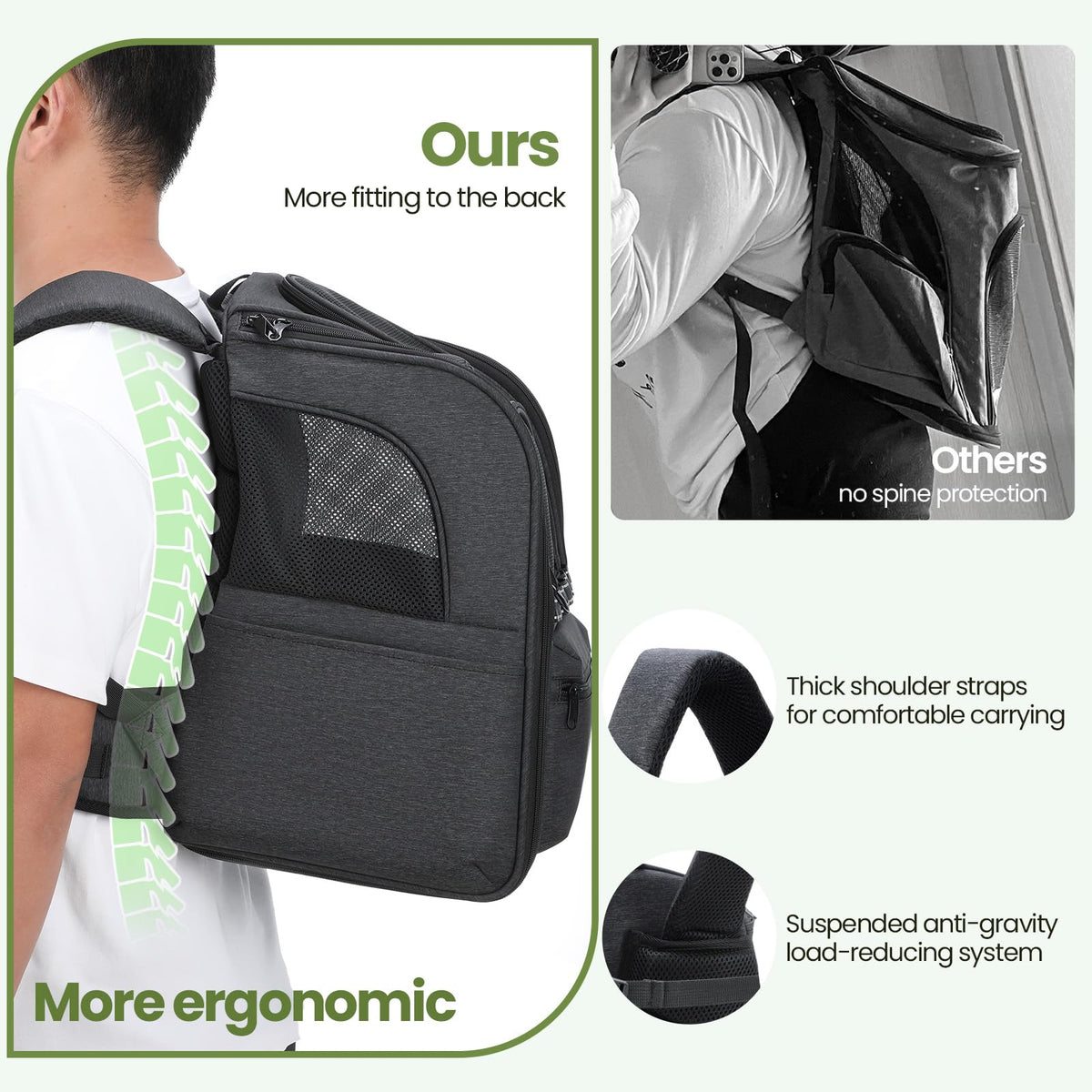 Ergonomic Breathable Cat Backpack Y42065