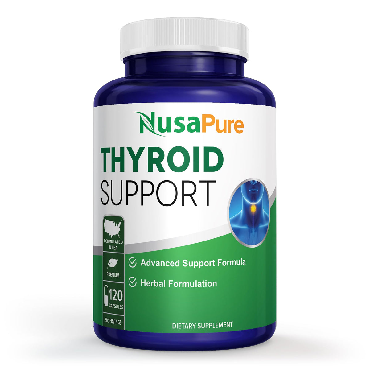 Thyroid Support Supplement 120 Capsules with Vitamin B-12 F27365