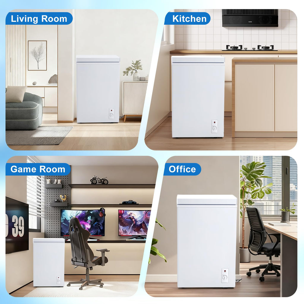 3.5 Cu.Ft White Chest Freezer with Removable Basket T90712